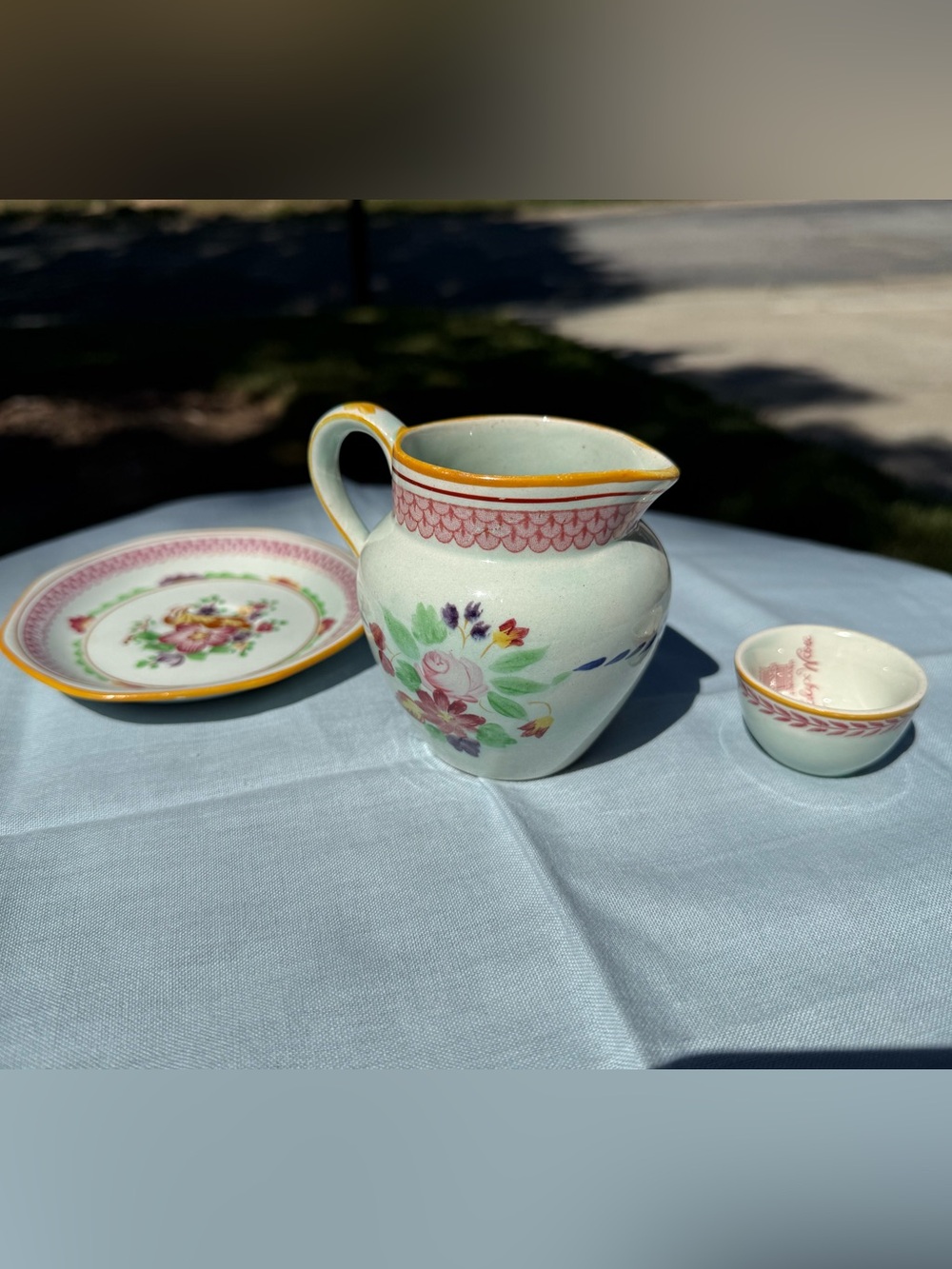 Adams Calyx Ware Creamer, Saucer & Salt Cellar Made in England